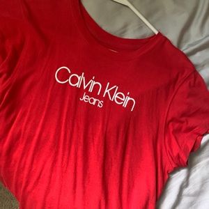 red calvin klein crop top